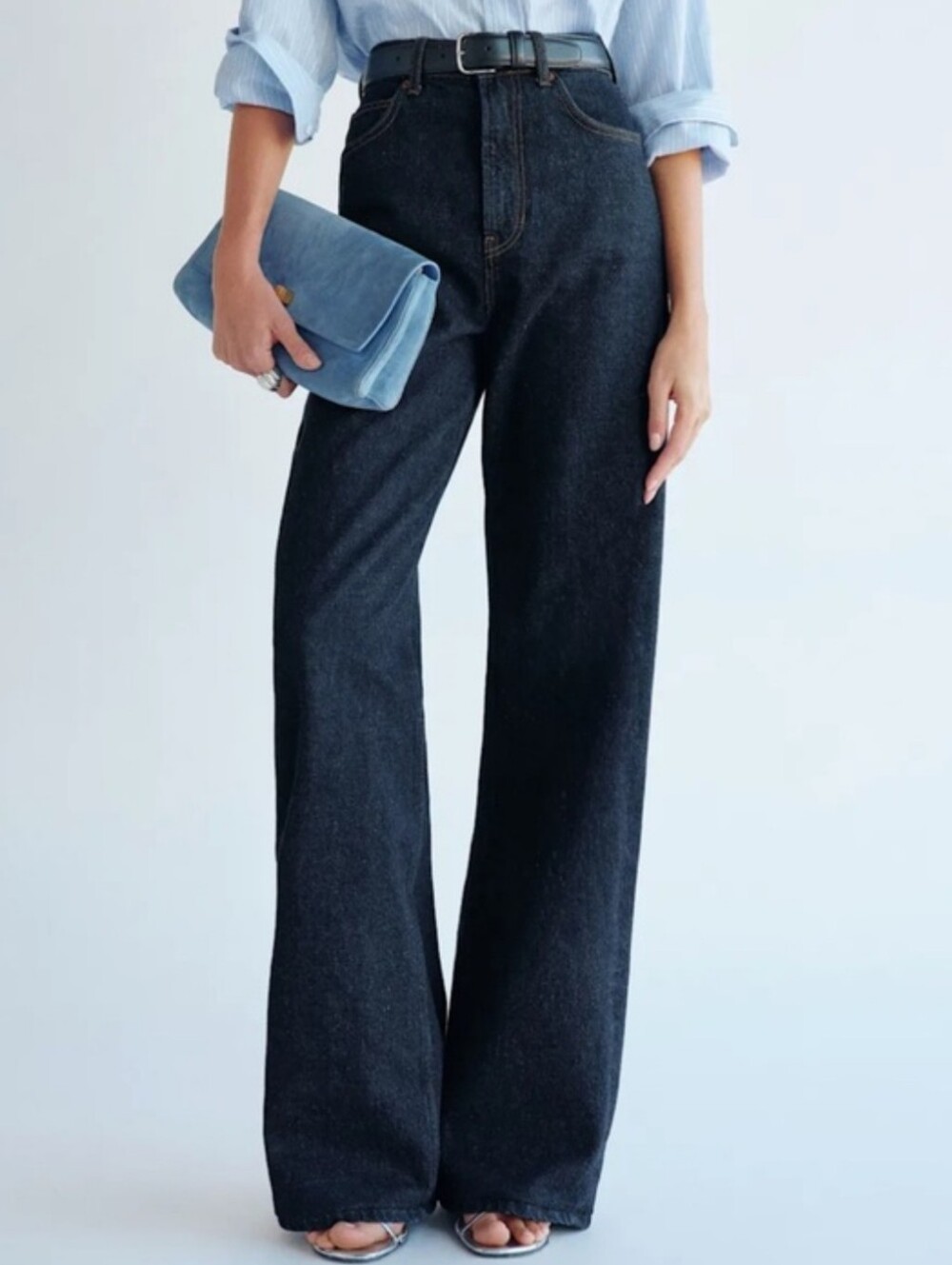 Reformation Cary High Rise Slouchy Wide Leg Jeans In Ondine